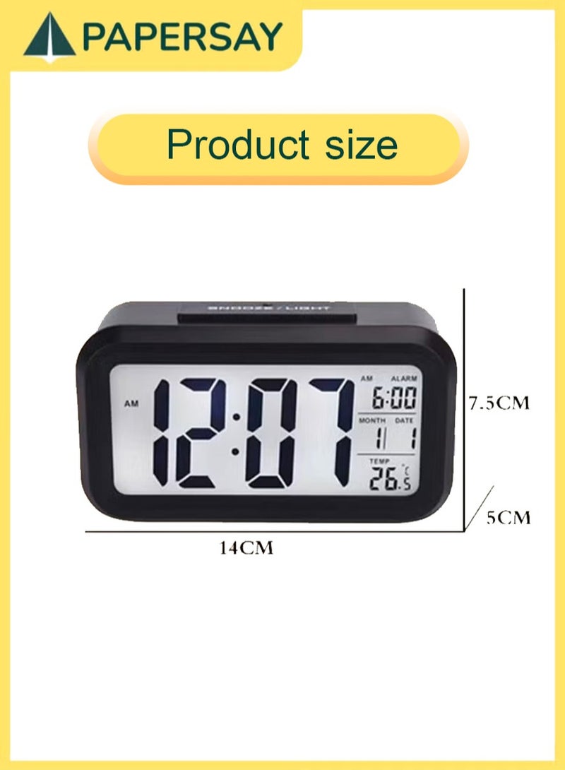 PAPERSAY Smart Light LED Alarm Clock, Bedside Desk Table Electronic Clock, Battery Operated Mute Luminous Alarm Clock，Auto-Night Mode with Adjustable Light for Kids Students - Image 2